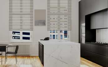 Cortinas Roller Duo Blanca en la Cocina