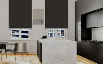 Cortinas Roller Blackout Tan en la Cocina