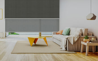 Cortinas Roller Dobles Screen Gris y Blackout Deco Gris en el Living